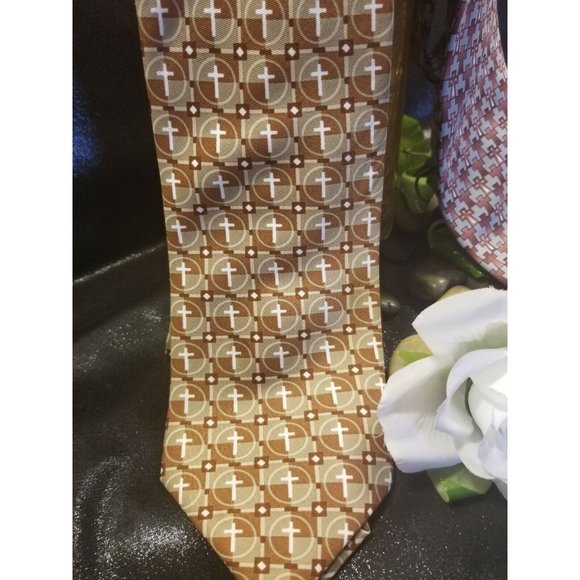 (2) Man of God MOG Neckties Christian Brown & Mauve Religious Dress Fashion - Picture 3 of 6